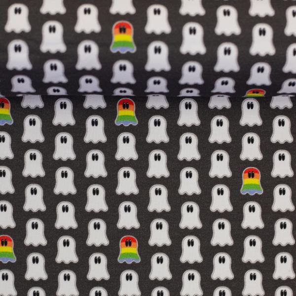 Baumwolljersey kleine Geister auf Anthrazit von Cherry Picking by Swafing